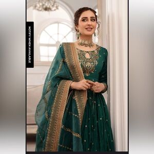 MARIA.B. 3 Piece Embroidered Raw Silk Lehenga Choli/Party/wedding wear Pakistani